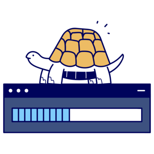 Illustration Ladezeit mit Schildkröte, Geduld üben